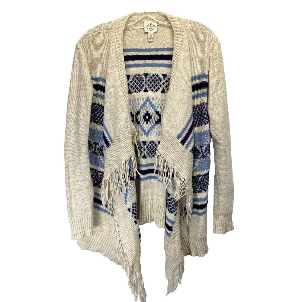 St Johns Bay Womens Cardigan Sweater Size L Knit Open Front Long Sleeve RN93677